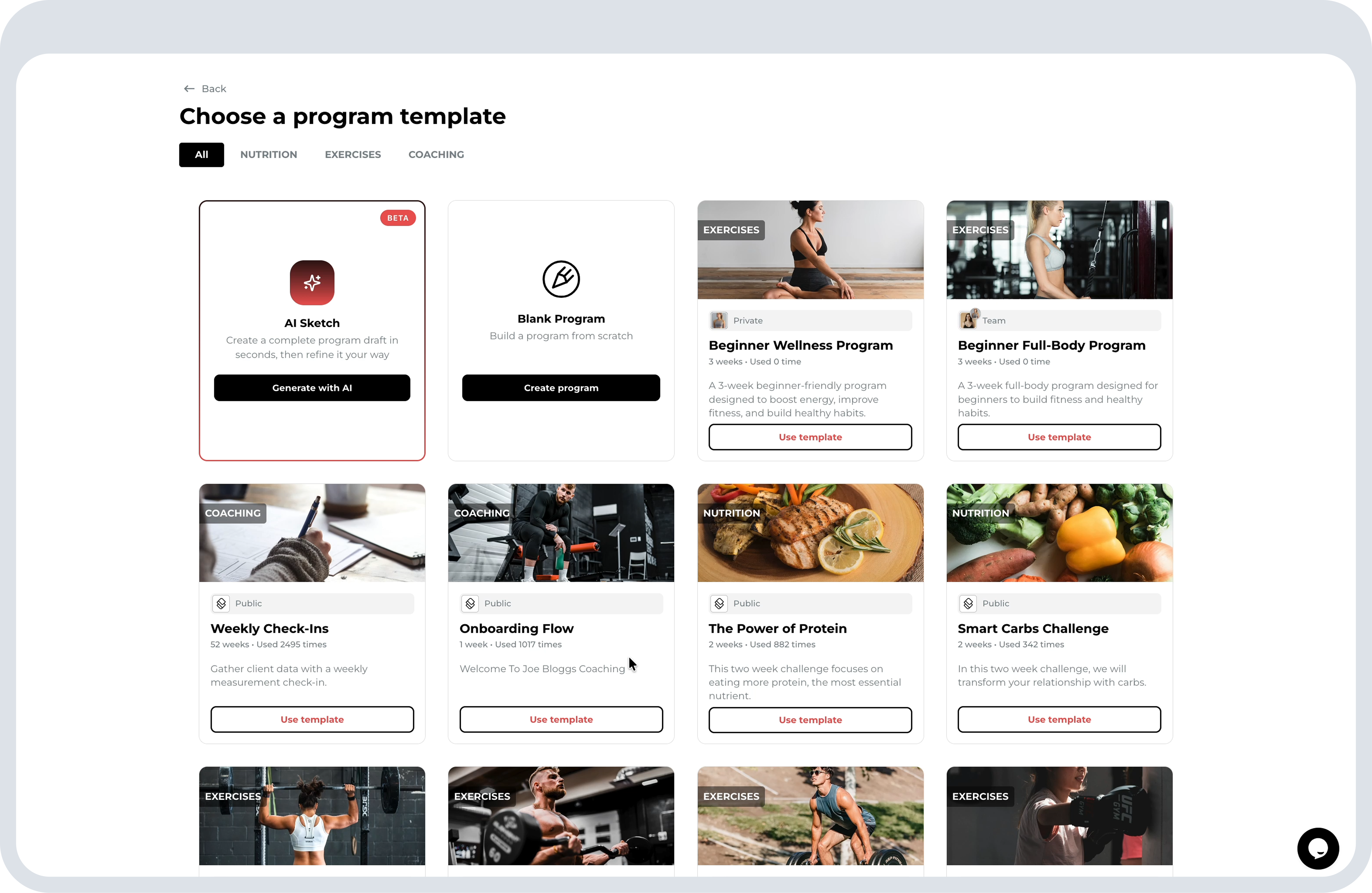 Program builder templates